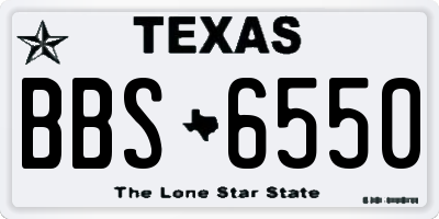 TX license plate BBS6550