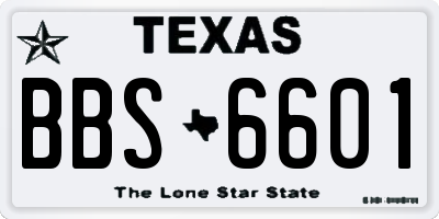 TX license plate BBS6601