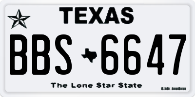 TX license plate BBS6647