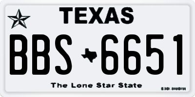 TX license plate BBS6651
