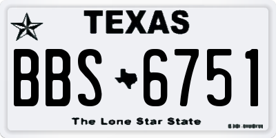 TX license plate BBS6751