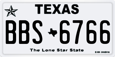 TX license plate BBS6766