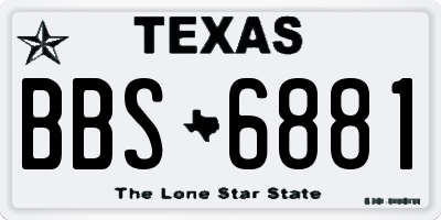 TX license plate BBS6881