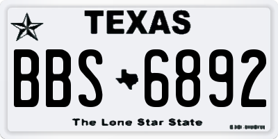 TX license plate BBS6892