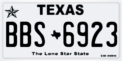 TX license plate BBS6923
