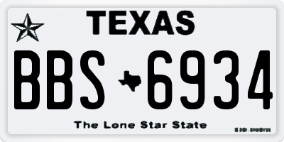 TX license plate BBS6934