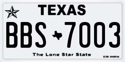 TX license plate BBS7003