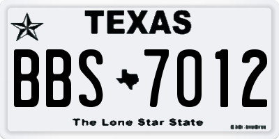 TX license plate BBS7012