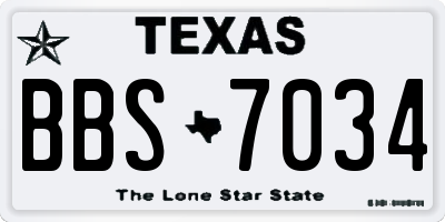 TX license plate BBS7034