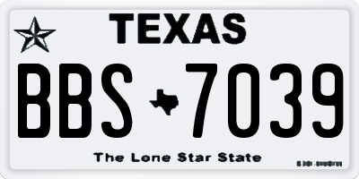 TX license plate BBS7039