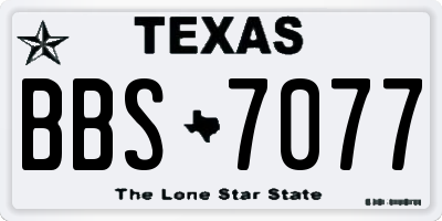 TX license plate BBS7077