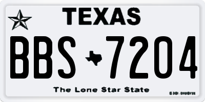 TX license plate BBS7204