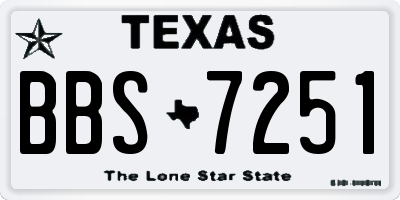TX license plate BBS7251