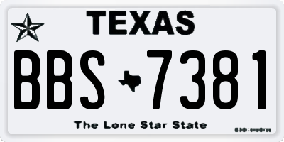 TX license plate BBS7381