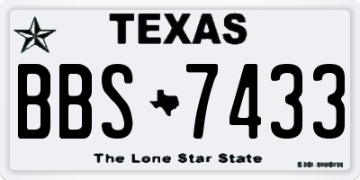 TX license plate BBS7433