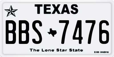 TX license plate BBS7476
