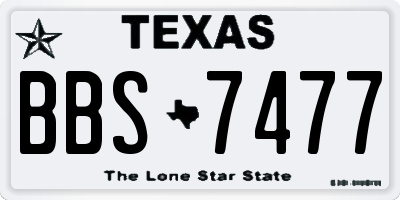 TX license plate BBS7477