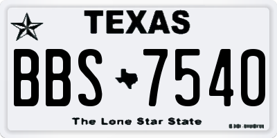 TX license plate BBS7540