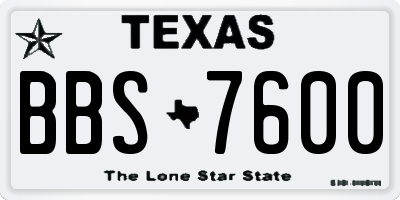 TX license plate BBS7600