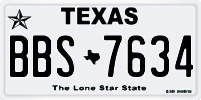 TX license plate BBS7634