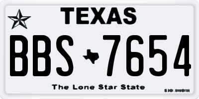 TX license plate BBS7654