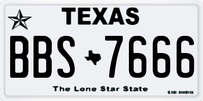 TX license plate BBS7666