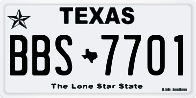 TX license plate BBS7701