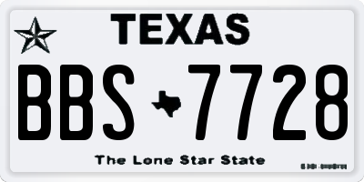 TX license plate BBS7728