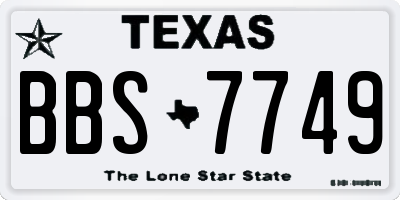 TX license plate BBS7749