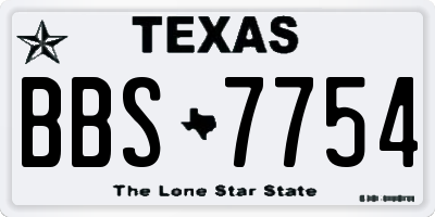 TX license plate BBS7754