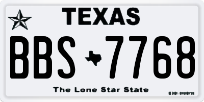 TX license plate BBS7768