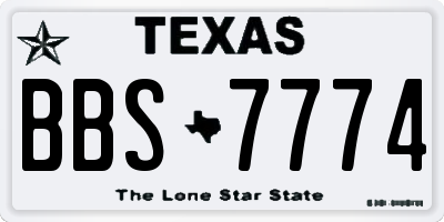 TX license plate BBS7774