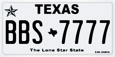 TX license plate BBS7777