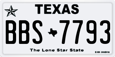 TX license plate BBS7793