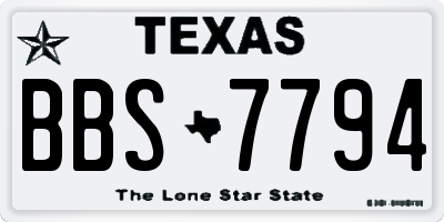 TX license plate BBS7794