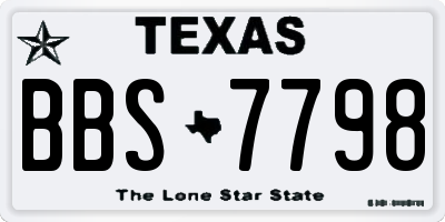 TX license plate BBS7798