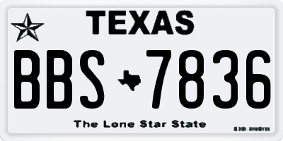 TX license plate BBS7836