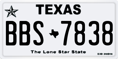 TX license plate BBS7838