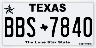 TX license plate BBS7840