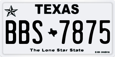 TX license plate BBS7875
