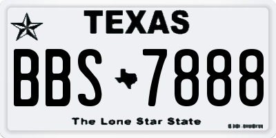 TX license plate BBS7888