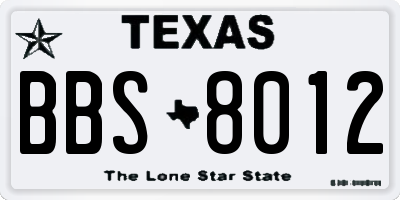 TX license plate BBS8012