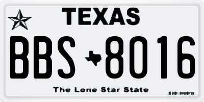 TX license plate BBS8016