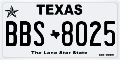 TX license plate BBS8025