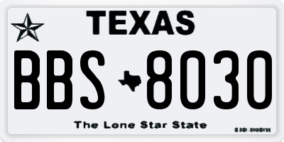 TX license plate BBS8030