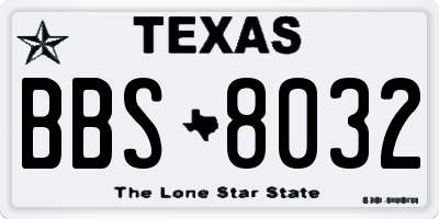 TX license plate BBS8032