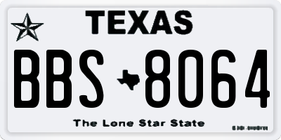 TX license plate BBS8064