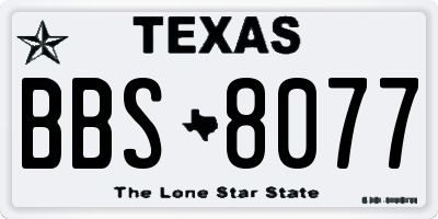 TX license plate BBS8077