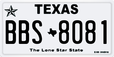 TX license plate BBS8081