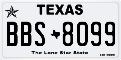 TX license plate BBS8099